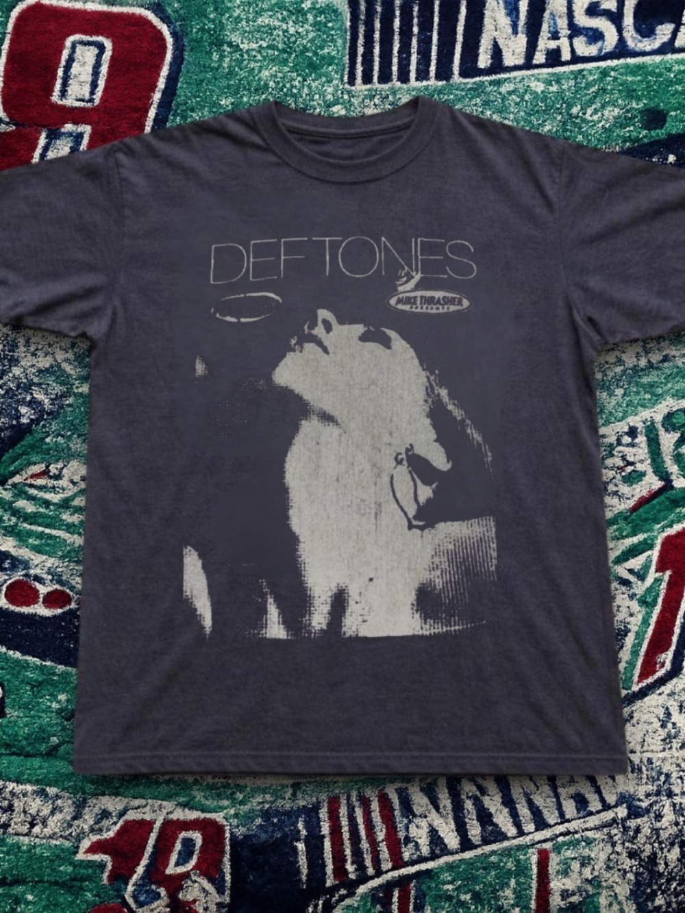 Gildan Deftones Graphic Tee in Charcoal and Light Gray